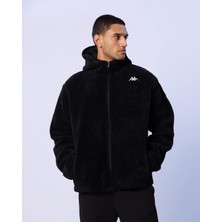 Kappa Mesa Erkek Siyah Sherpa Uzun Kol Kapüşonlu Sweat Shirt Düz Desen ile Ekstra Konfor