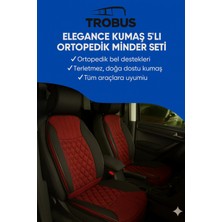 Volkswagen Scirocco 2008 ve Sonrası Trobus Elegance Ortopedik Araç Koltuk Minderi 5'li Set, Hava Yastığı Uyumlu Kırmızı Siyah