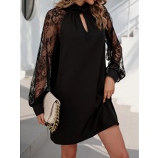 Mç Plus Kadın Uzun Kollu Damla Detaylı Sandy Mini Elbise