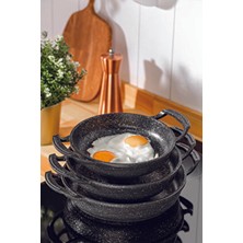 Fitfiyat Döküm Sahan Seti 18-20-22 cm Granit Döküm Kızartma Tavası Siyah Renkli 3 Parça