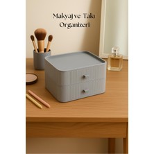 Bemy Çarşı 2 Katlı Çekmeceli Makyaj Organizeri & Çok Amaçlı Düzenleyici Gri