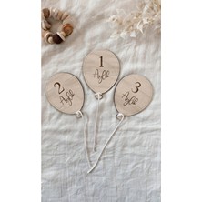 Acar Grafik Ahşap Balon Şekilli Aylık Bebek Fotoğraf Çekim Kartları – 1-12 Ay