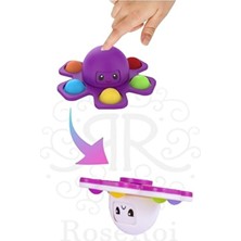 Ayver Eğitici Ahtapot Popit Stres Çarkı Topaç Oyuncak Kız Çocuklar İçin Eğlenceli Tasarım