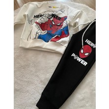 Cg Kids Spiderman Örümcek Adam Blackwhite 2 Iplik Kumaş Erkek Çocuk Alt Üst Takım Süper Kalite