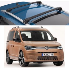 Turtle Air-1 Black, Volkswagen Caddy Serisi Tavan Taşıyıcı Ara Atkı Seti, Siyah, Uyumlu Modeller 2021-2022-2023-2024-2025