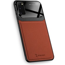 Zebana Samsung Galaxy S20 Fe Kılıf Zebana Lens Deri Kılıf Kahverengi