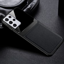 Zebana Samsung Galaxy S21 Ultra Kılıf Zebana Lens Deri Kılıf Siyah