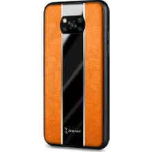 Zebana Xiaomi Poco X3 Pro Kılıf Zebana Premium Deri Kılıf Turuncu