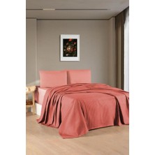 Kristal Bamboo Lastikli Çarşaflı Tek Kişilik Pike Takımı Kiremit