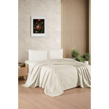 Kristal Bamboo Lastikli Çarşaflı Tek Kişilik Pike Takımı Krem