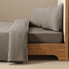 %100 Pamuk Saten Nevresim Seti 240X220 cm Taş - Plume Serisi