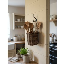 Doğal Rattan Bambu Hasır Görünümlü Kaşıklık Düzenleyici Organizer – Şık ve Doğal Tasarım-El Yapımı