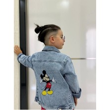 Dudor Kids Mickey Mause Nakışlı Kot Ceket Bayramlık Erkek Çocuk Pamuk Kumaş Rahat ve Şık