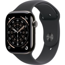Apple Watch Series 11 Gps + Cellular, 42 mm arduvaz Titanyum kasa ve Siyah Spor kordon - S/m