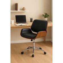 Modern Tasarımlı Ergonomik Çalışma ve Ofis Sandalyesi – Ahşap Detaylı, Yükseklik Ayarlı Sandalye