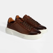 Desa Erkek Taba Bağcıklı Deri Sneaker