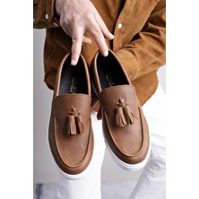 ET153 Bloom Bağcıksız Püsküllü Cilt Erkek Günlük Spor Klasik Ayakkabı Bt - Taba