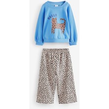 Miniğimin Cicileri Hello Kedi Desenli Kız Çocuk 2 li takım - Açık Mavi