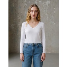 Ltb Pamara Kadın V Yaka Uzun Kollu T-Shirt