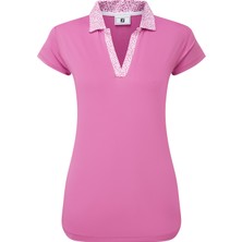 Footjoy Cap Sleeve Print Trim Lisle Kadın Golf T-Shirt 34164 Berry