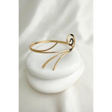 Altın Rengi Spiral Kıvrım Detay Ayarlanabilir Kol Aksesuarı (Çapı:9cm)