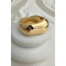 Özel Seri Altın Rengi Kıvrımlı Kelepçe Bileklik (Iç Çapı:6cm)