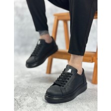 ET0423 Kalın Siyah Yüksek Taban Siyah Bağcıklı Spor Erkek Ayakkabı