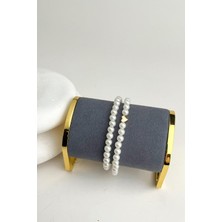Inci Sıralı Kalp Detaylı Ikili Bileklik (17CM+5CM)