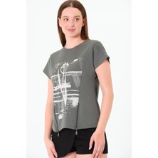 Sortie Collection Fermuarlı Baskılı Bluz