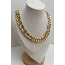 Gold Dokulu Kalın Kolye