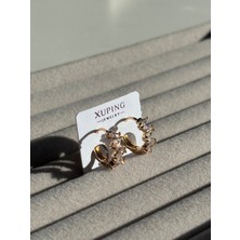 Eternal Sunshine Xuping Çelik Küpe Vega Gold Altın Kaplama Baget Taşlı Çelik Küpe Işıltılı Kadın Halka Küpe Modeli Es