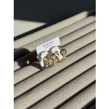 Xuping Çelik Amour Kalp Detaylı Taşlı Altın Renk Kadın Halka Küpe & Romantik Işıltı Eternal Sunshine