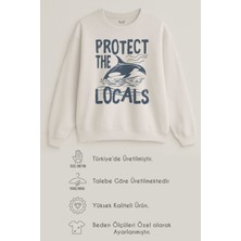 Orca Blue Baskılı 3 Iplik Ekru Sweat (Çocuk -Yetişkin)