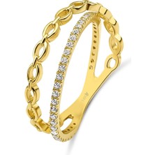 14 Ayar Altın Çapraz Geçişli Yüzük