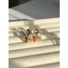 Eternal Sunshine Xuping Çelik Rose Gold 1,65 cm Taşlı Paslanmaz Çelik Halka Küpe Es