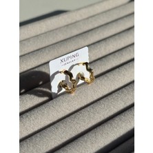 Xuping Çelik Küpe Nami Gold Altın Renk Dalga Formlu Modern Çelik Halka Küpe Eternal Sunshine