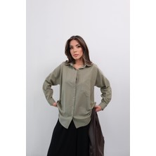 Rahat Kesim Düz Renk cep Detaylı GÖMLEK 51442 - Haki