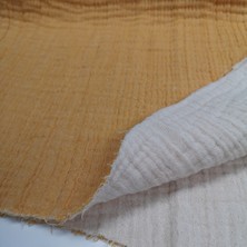 Dört Katlı Bürümcük Pamuk Müslin Kumaş | Iki Renkli: Hardal ve Natural