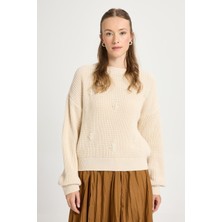 Kadın Taş Inci Detaylı Triko Kazak 30035