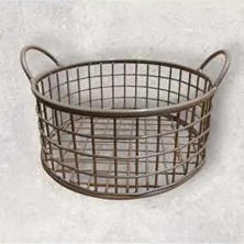 (Metalik Gold) Yuvarlak Metal Çok Amaçlı Sevimli Ekmek Sepeti - Siyah