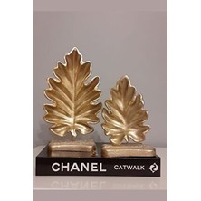 Dekoratif Çınar Ağacı Yaprak 2 Li Gold Masa Üstü Sehpa Ev Dekoratif Şık Biblo Ürün Çınar Yaprak