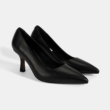 Kadın Siyah Deri Stiletto