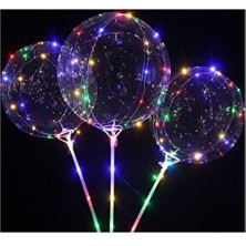 Işıklı Balon - Transparent LED 3 Fonksiyonlu - Şeffaf Balon Çubuklu