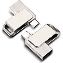 Mettzchrom 128GB Otg Metal Flaş Flash Disk Bellek USB ve Type-C Uyumlu Yüksek Hızlı Veri Aktarımı