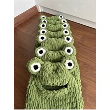 Yosun İşletme Çocuk Kurbağa Kulaklı Yeşil Puffy Bere Şapka Kayak Snowboard Kar Maske Balaklava