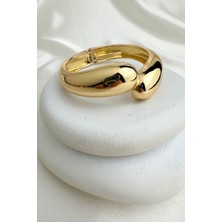 Özel Seri Altın Rengi Parlak Damla Model Kelepçe Bileklik (Iç Çapı:6cm)