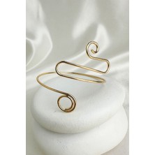 Altın Rengi Sprial Detay Ayarlanabilir Kol Aksesuarı (Çapı:9cm)