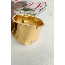 Özel Seri Altın Rengi Modern Kıvrımlı Kelepçe Bileklik (Iç Çapı:5,5cm)