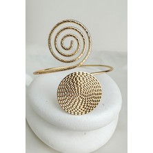 Altın Rengi Yuvarlak Tırtık Detay Kol Aksesuarı (Çapı:9cm)