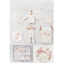 NEU KIDS Kutulu-Kelebek Yenidoğan Kıyafetleri 10'lu Hastane Çıkış Setleri Süzene Nakışlı %100 Pamuk Zıbın Set
